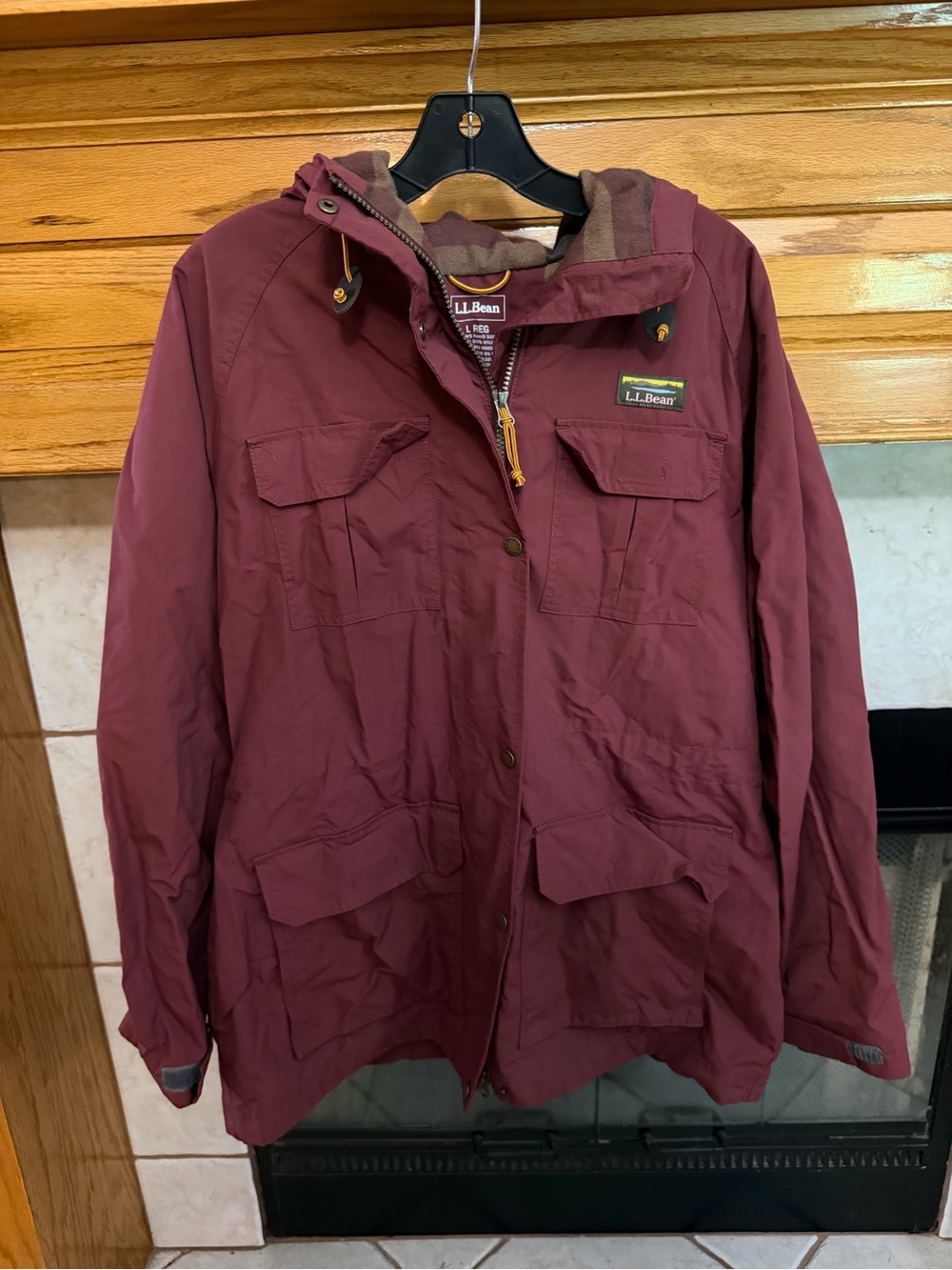 L.L. Bean Men's Hooded Field Jacket - Burgundy